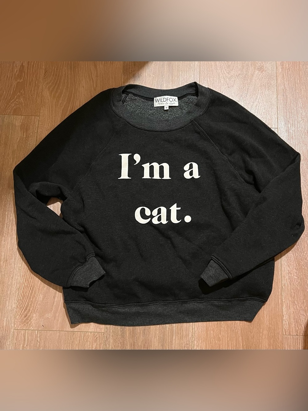 $89 Wildfox Gray Heather I’m a Cat fleece sweatshirt s small